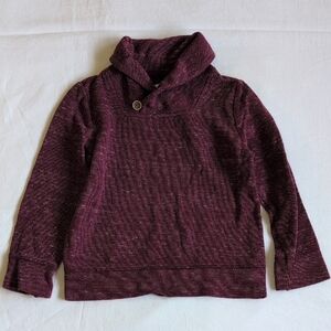 old navy ribbed burgundy heather shawl collar pullover grandpa sweatshirt 4T boy